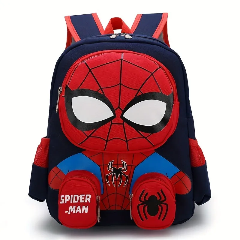 Disney Spider-Man Backpack - Officially Licensed, Vibrant Cartoon Design, Spacious School Bag with Handy Water Bottle Pocket