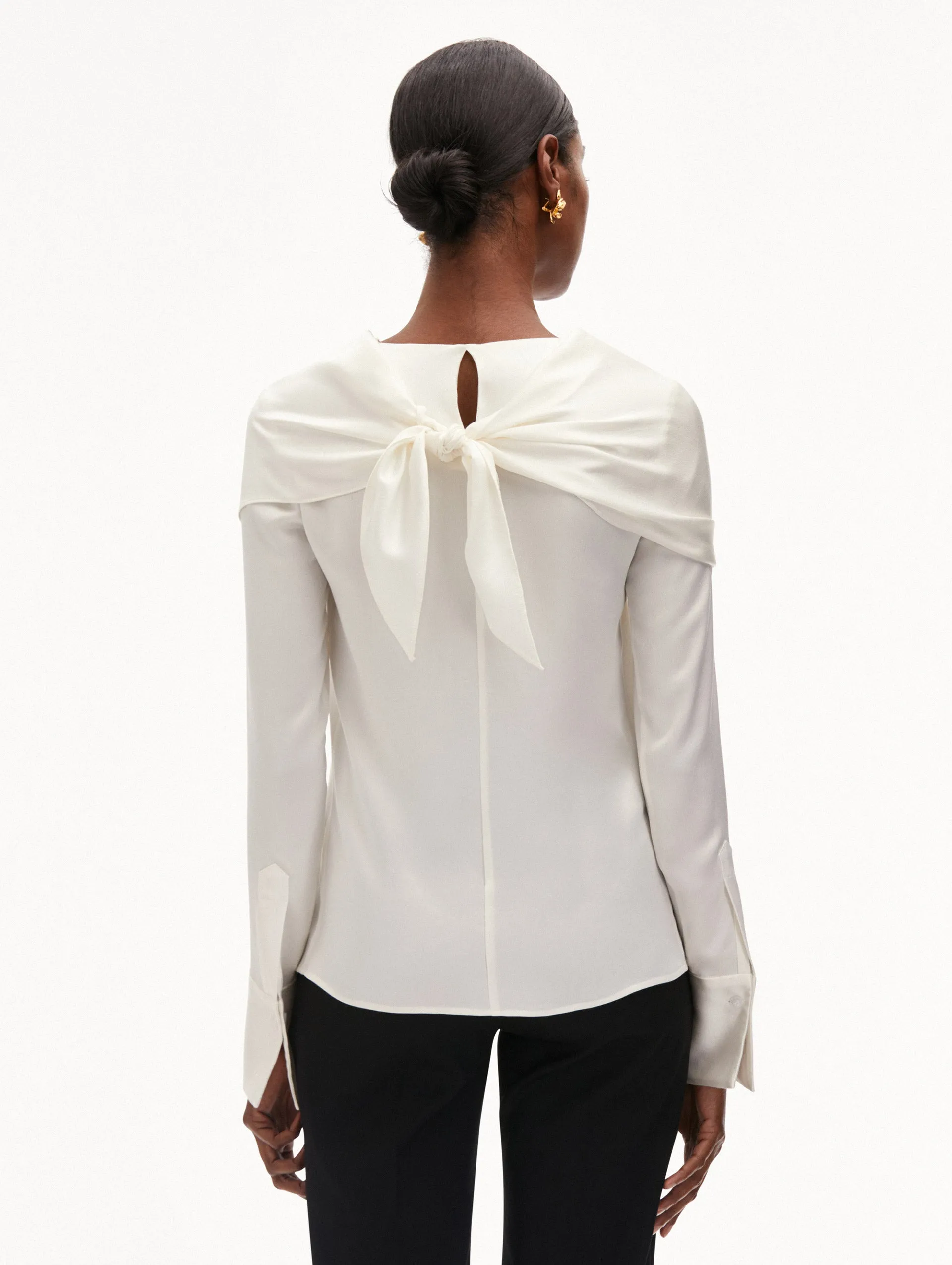 Draped-Detail Silk Blouse