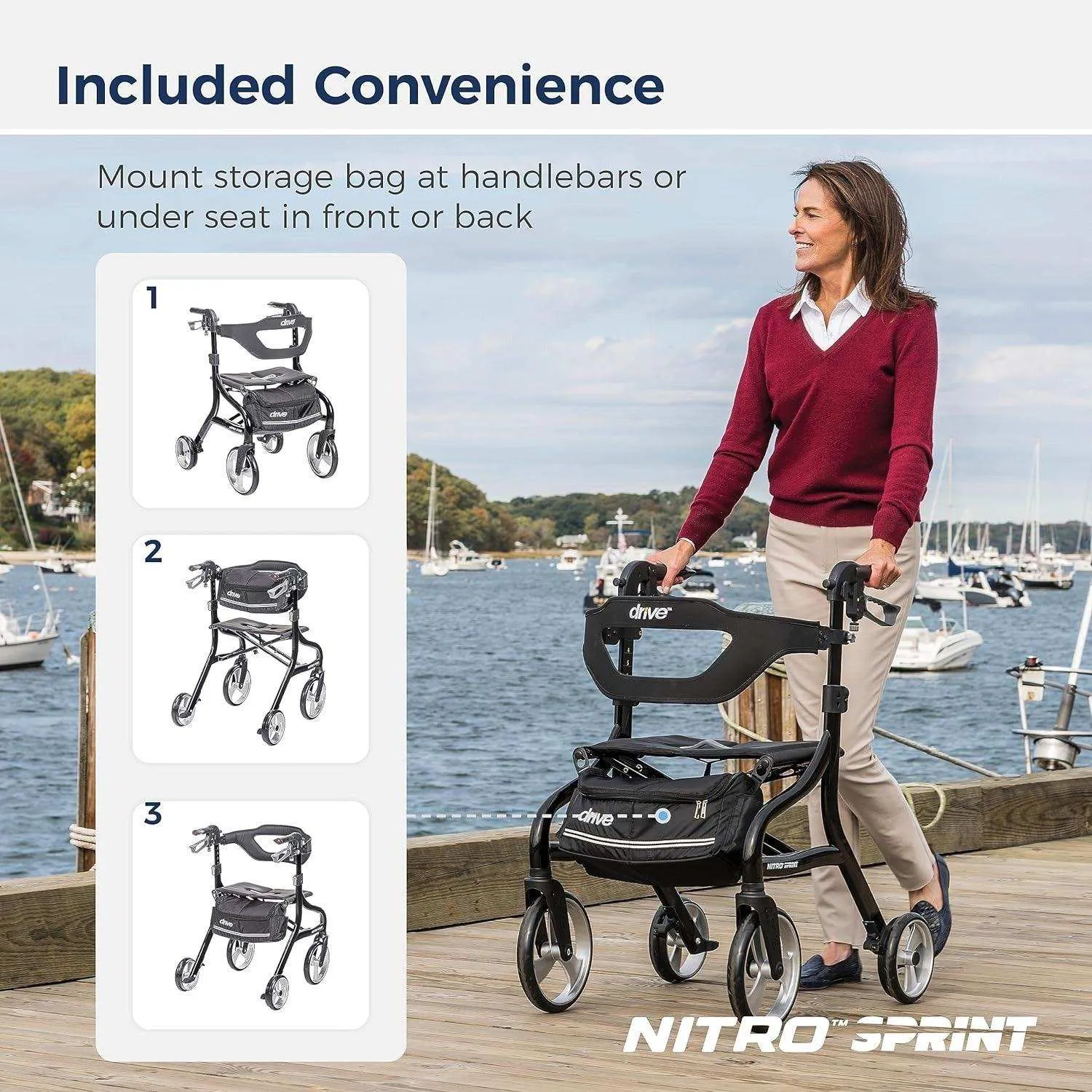 Drive Medical Nitro Sprint Rollator Rolling Walker - Tall