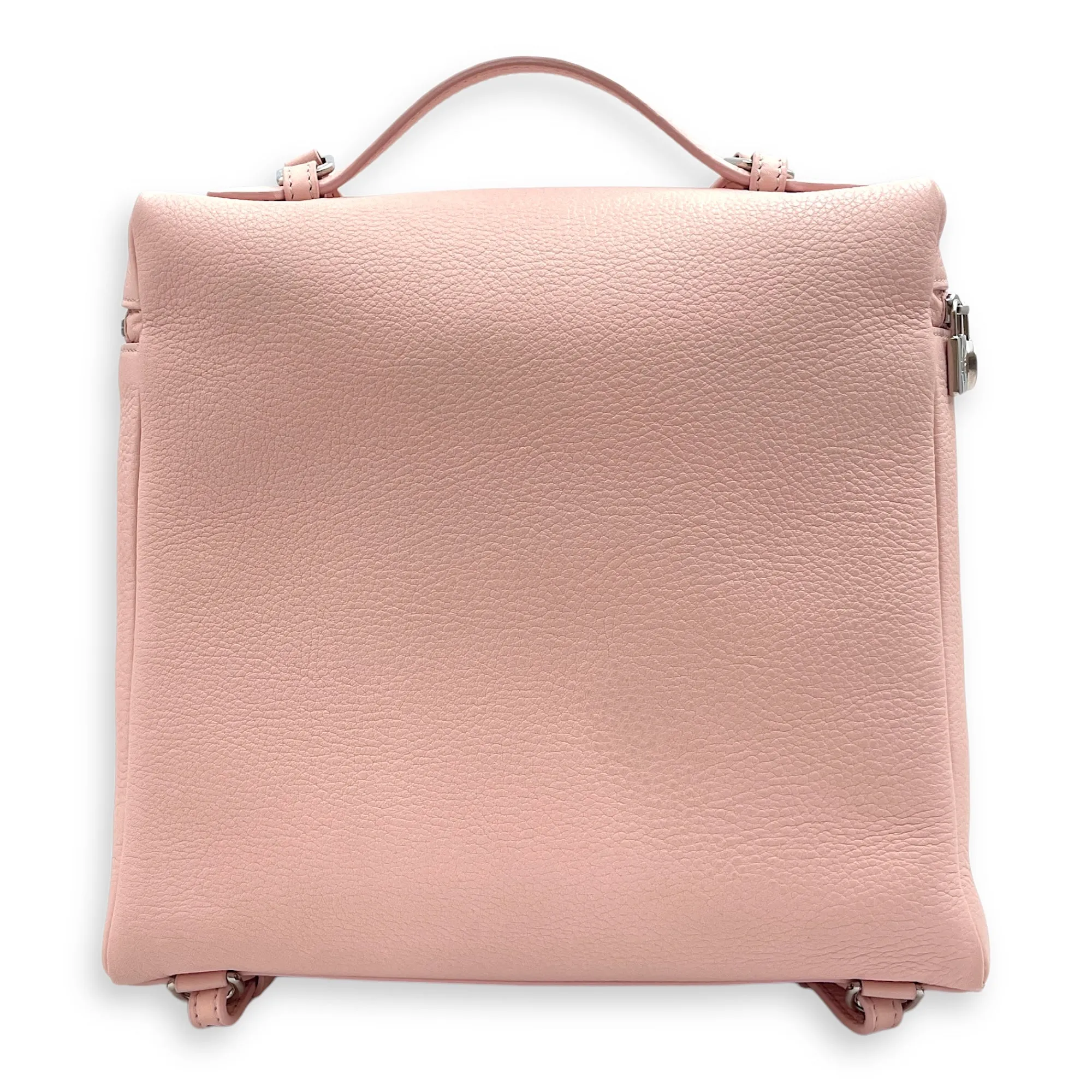 Extra Pocket L23.5 Pink Backpack in Calfskin, Silver hardware