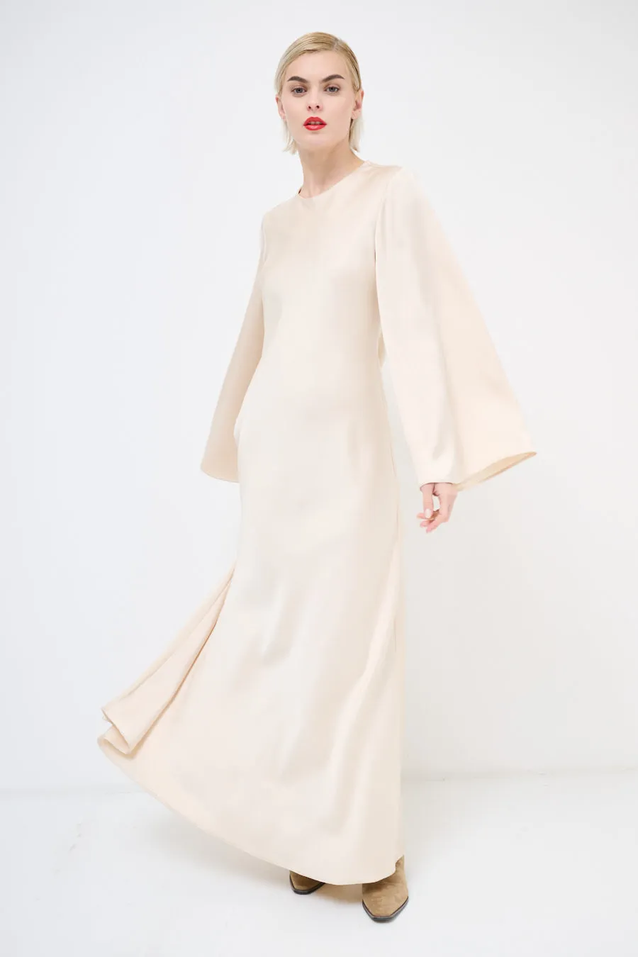 Flowing flared sleeve maxi dress wholesale