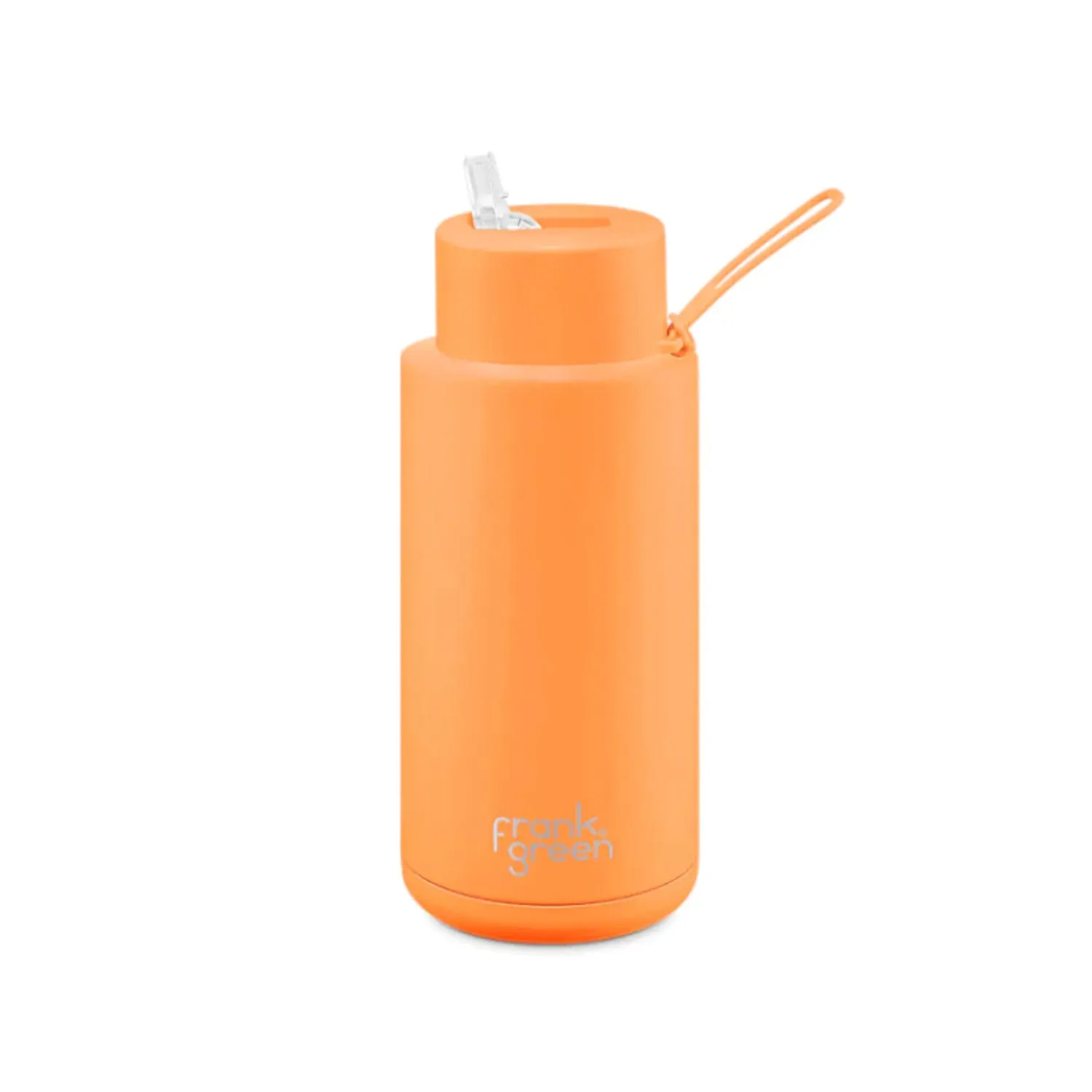 Frank Green Ceramic Reusable Bottle With Straw Lid 1000ml/34oz - Neon Orange