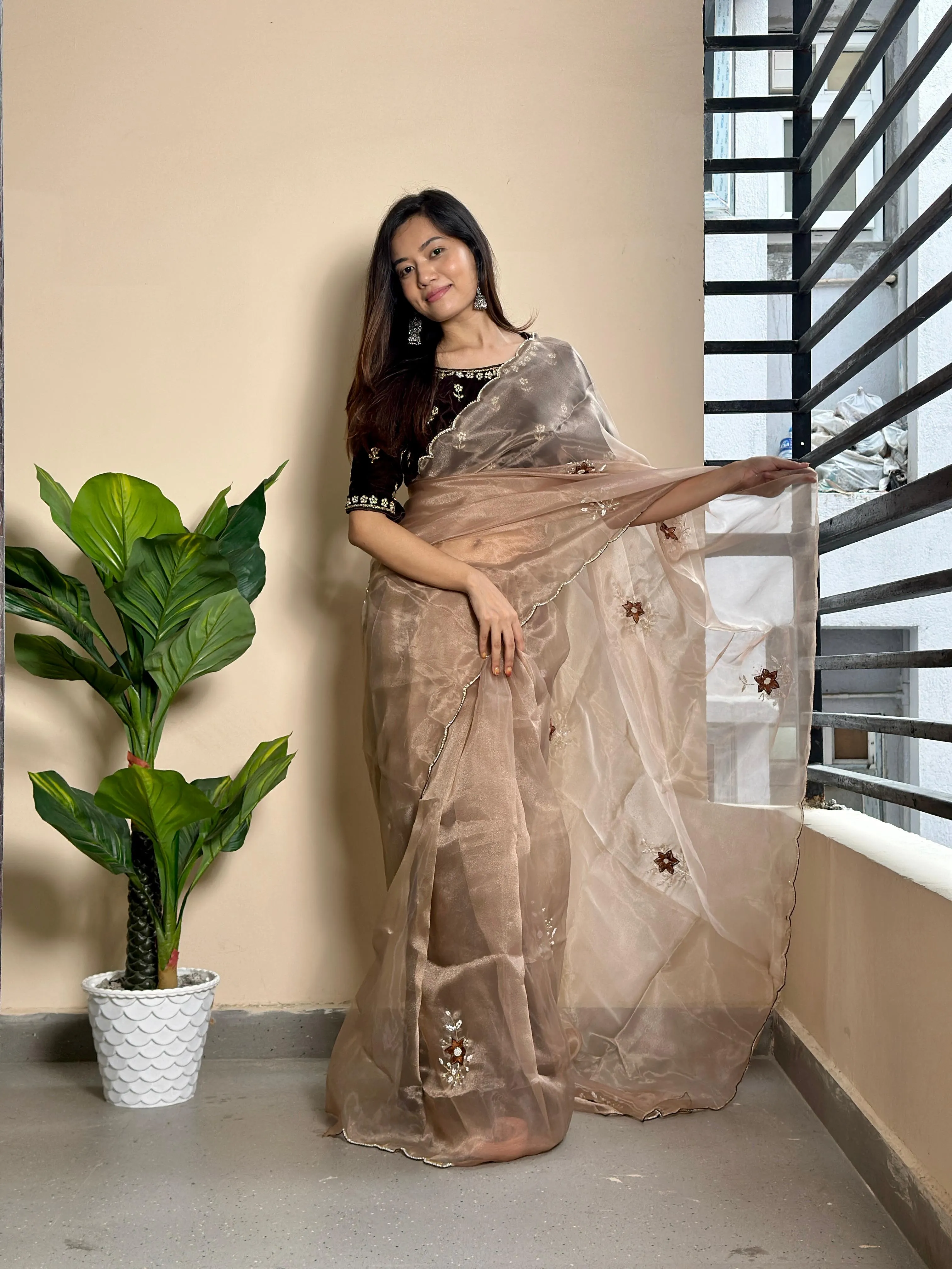 Graceful Organza  Heavy Handwork Saree