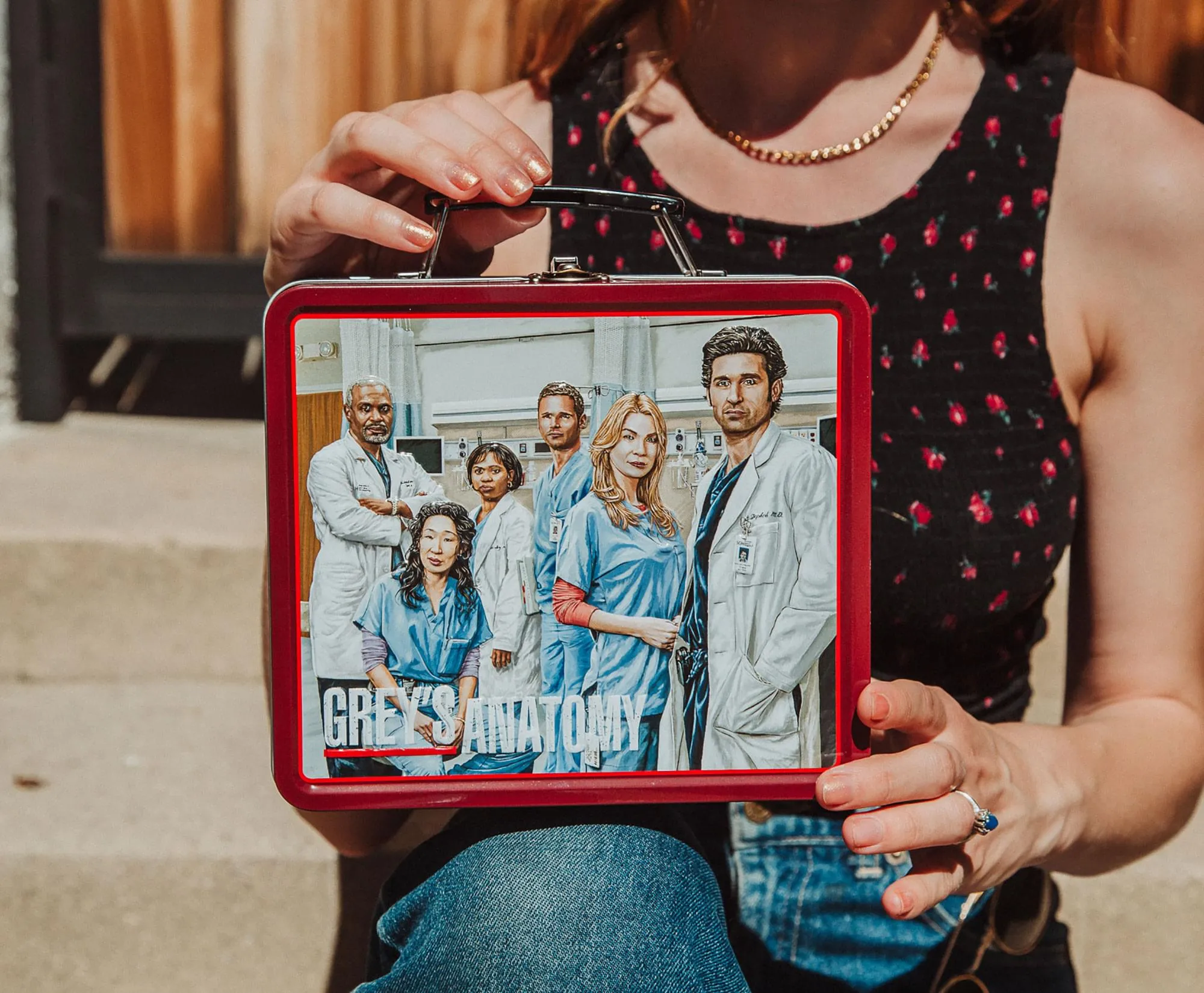 Grey's Anatomy Cast Metal Tin Lunch Box Tote | 8 x 7 x 4 Inches