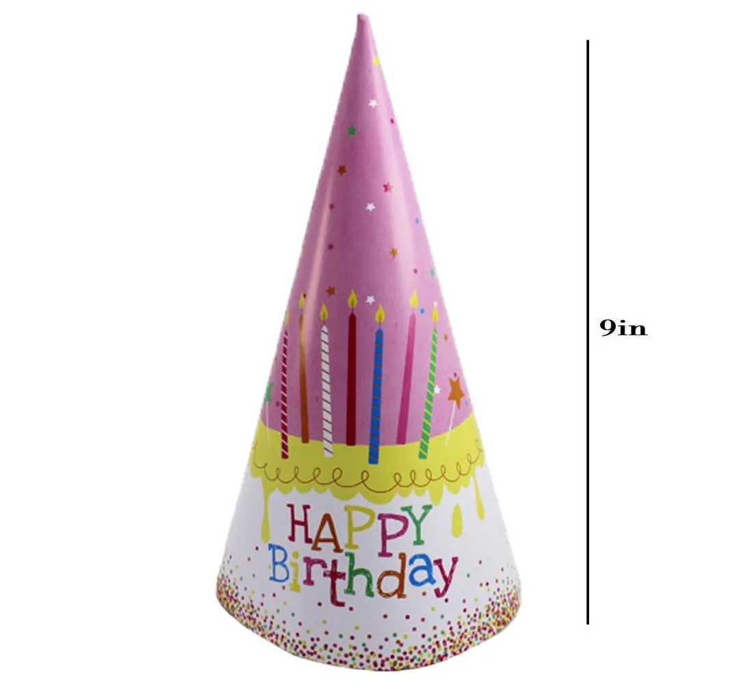 Happy Birthday Paper Hats Festive Headpieces For A Joyous Celebration, Pack of 6 (9-Inch)