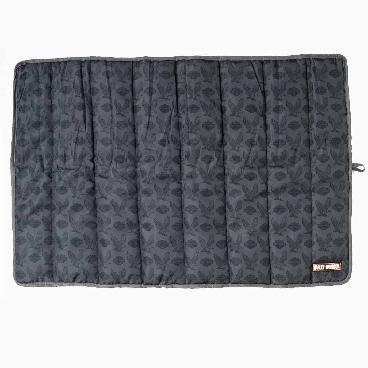 Harley-Davidson Repeat Bar & Shield Eagle Pet Medium/Large Travel Bed, Gray & Black HDX-90222