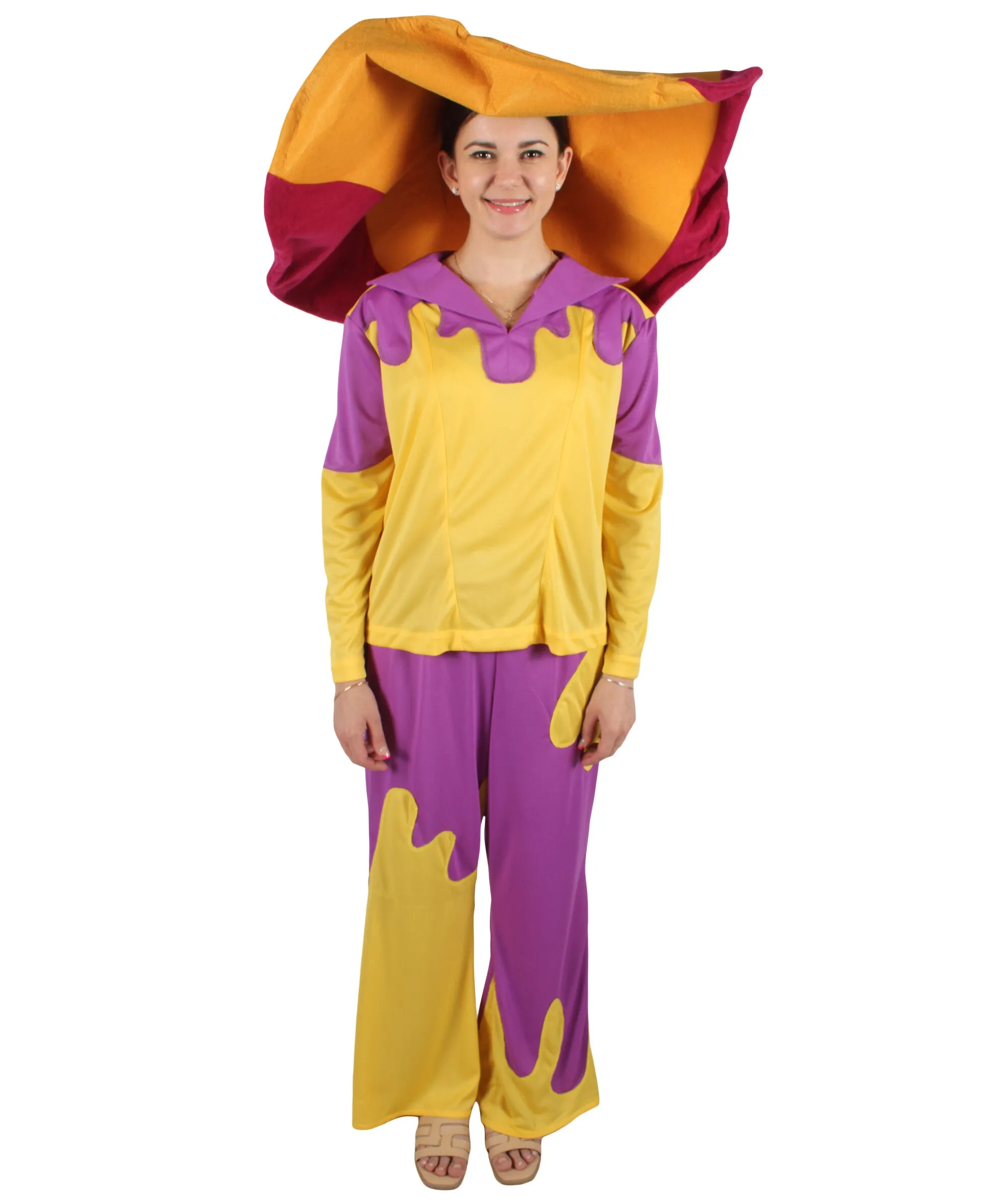 HPO Adult Women's Drag Queen Purple and Yellow Costume | Perfect for Halloween | Flame-retardant Synthetic Fabric