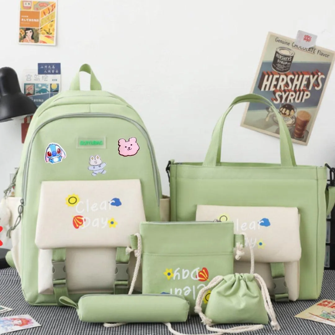 Kawaii Girls Backpack With Pins and Bear- KSB6061