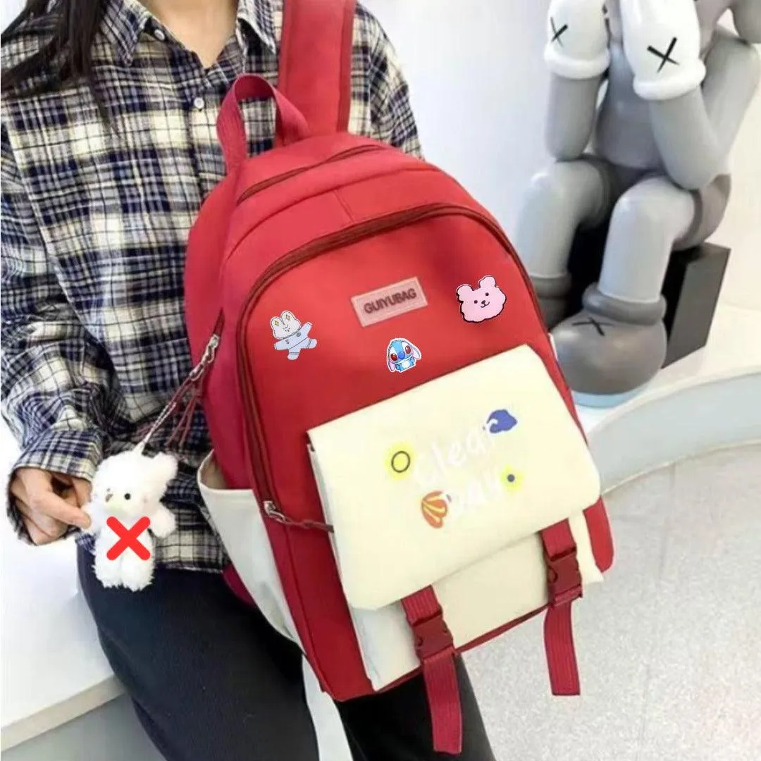 Kawaii Girls Backpack With Pins and Bear- KSB6061