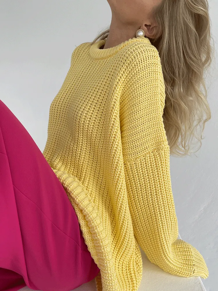 Knitted Solid Graceful Pocket Sweater Cardigan