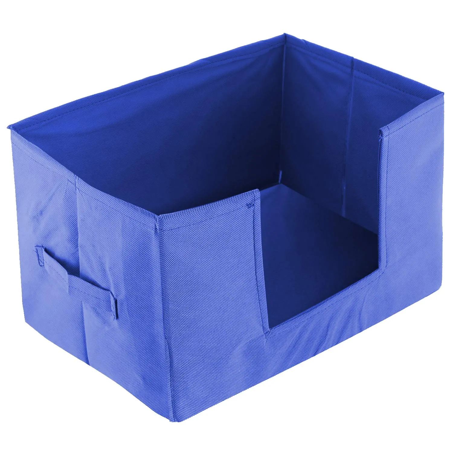 Kuber Industries Non-Woven 3 Pieces Shirt Stacker Closet Organizer - Shirts and Clothing Organizer with Handle (Royal Blue)