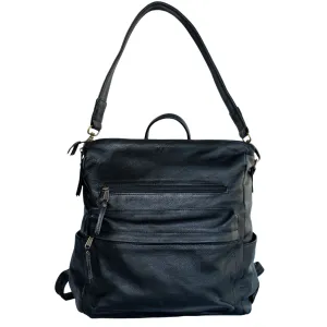 Ladies Leather Backpack in Black