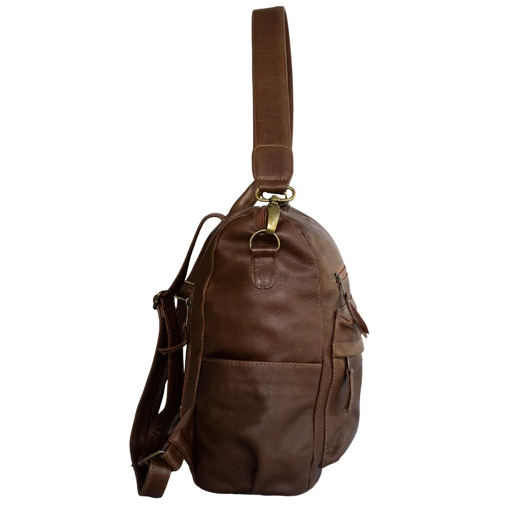 Ladies Leather Backpack in Brown