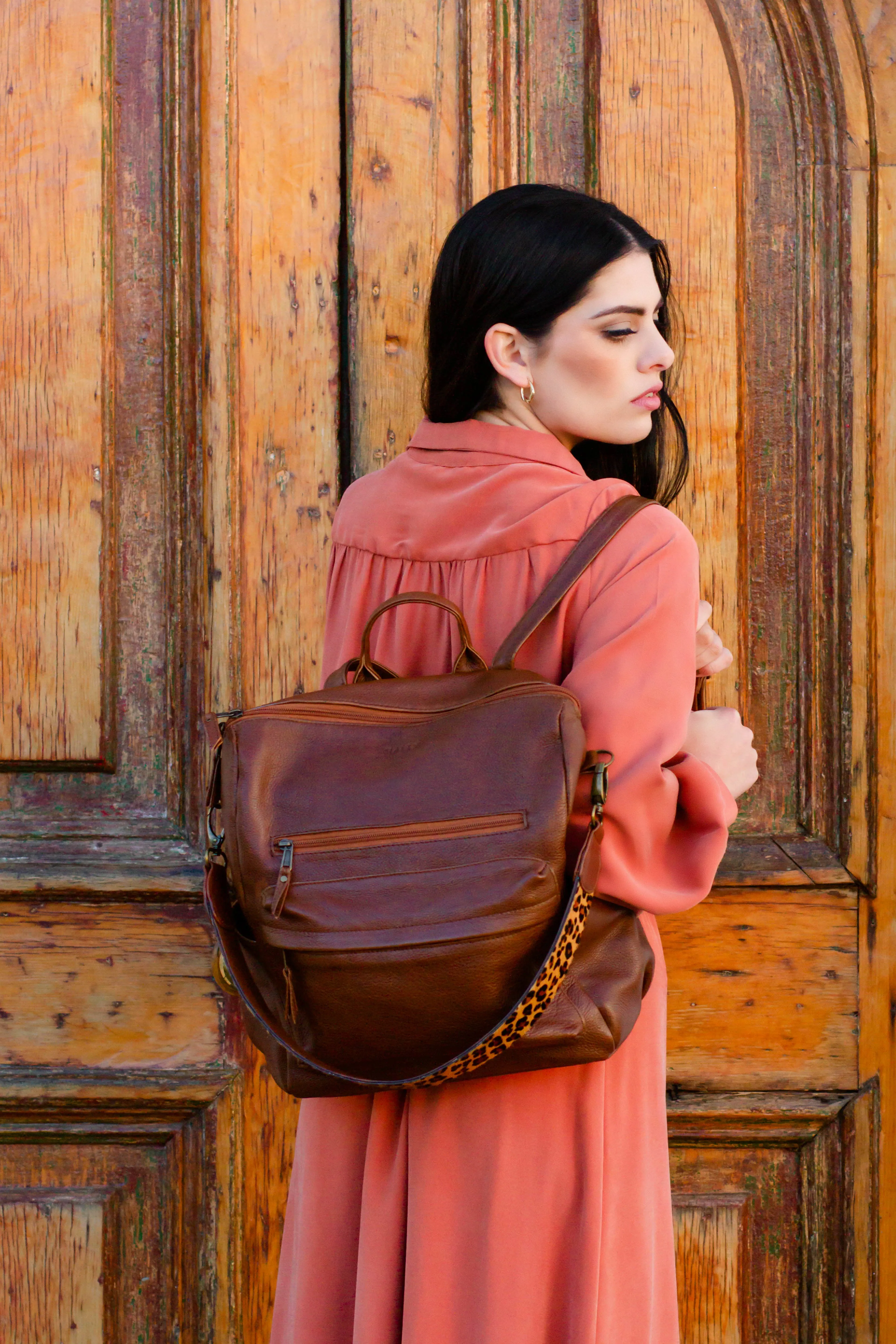 Ladies Leather Backpack in Brown