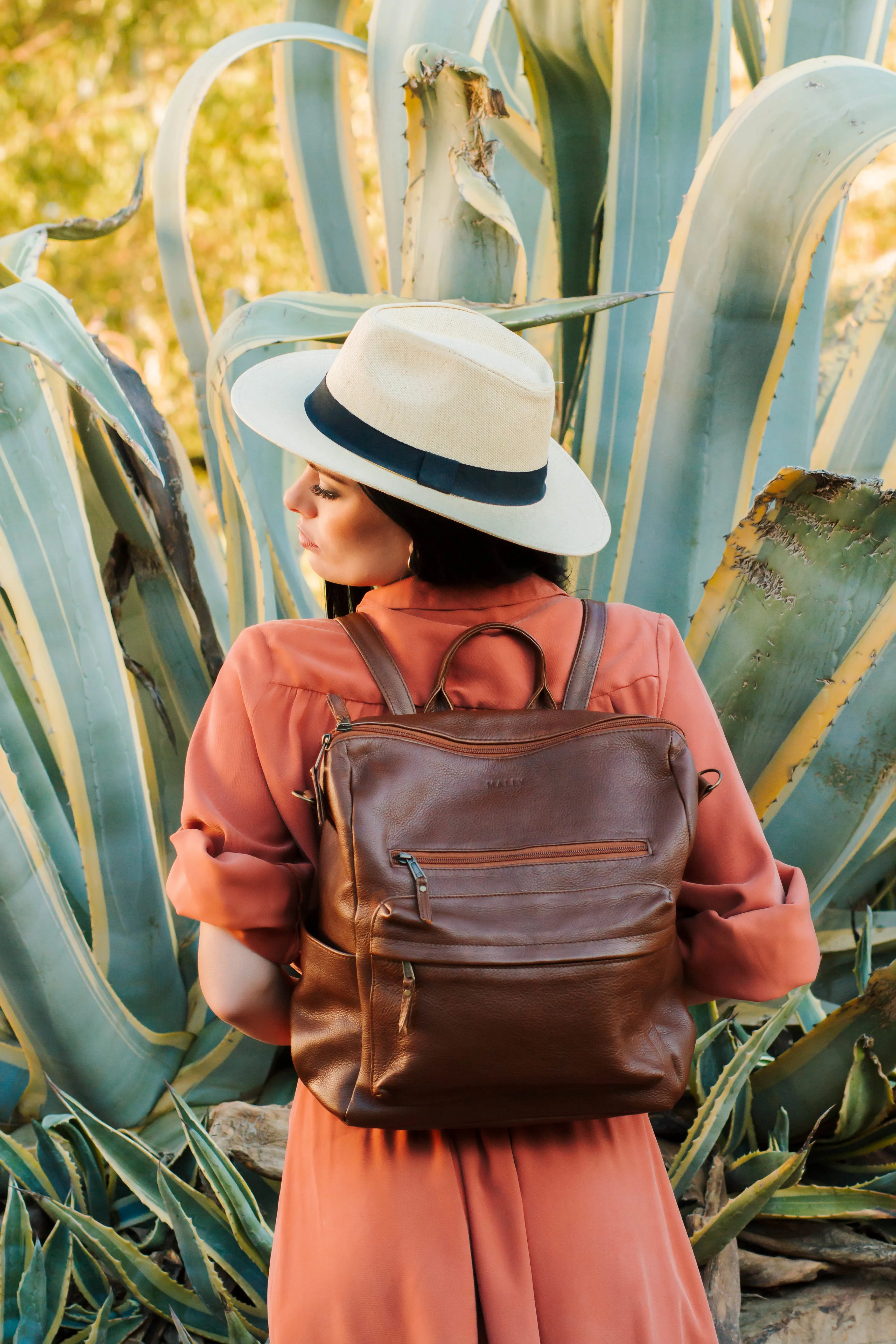 Ladies Leather Backpack in Brown