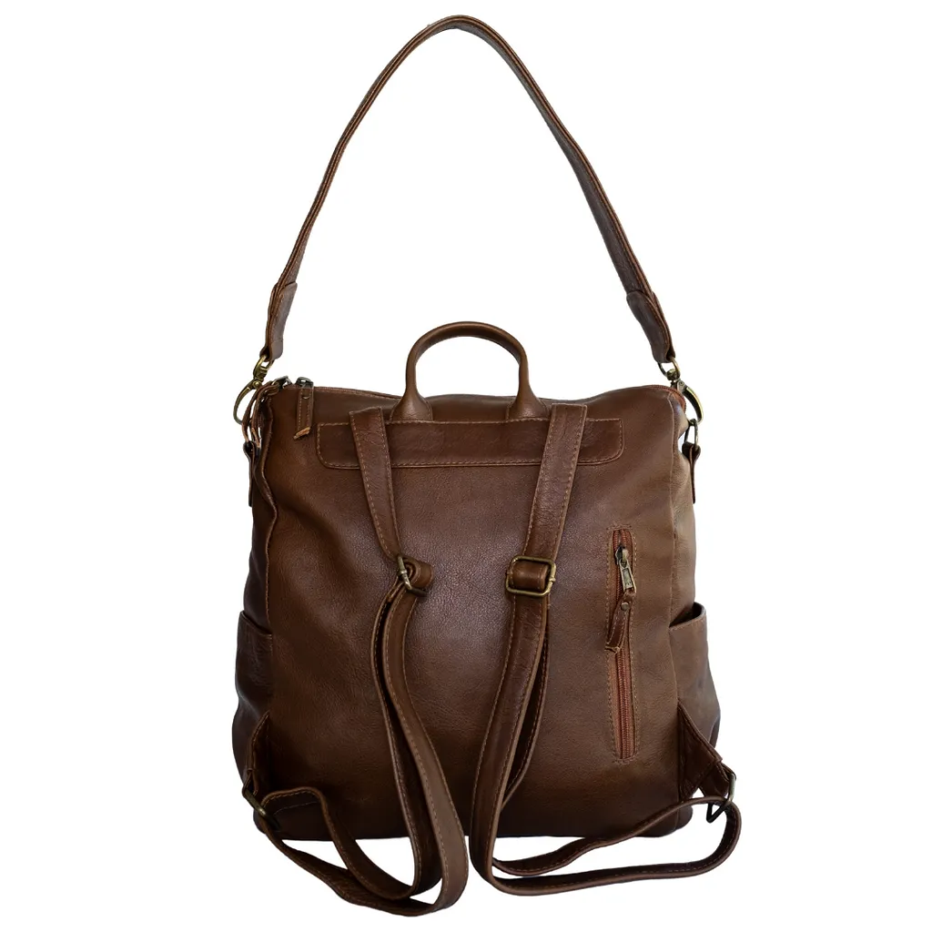 Ladies Leather Backpack in Brown