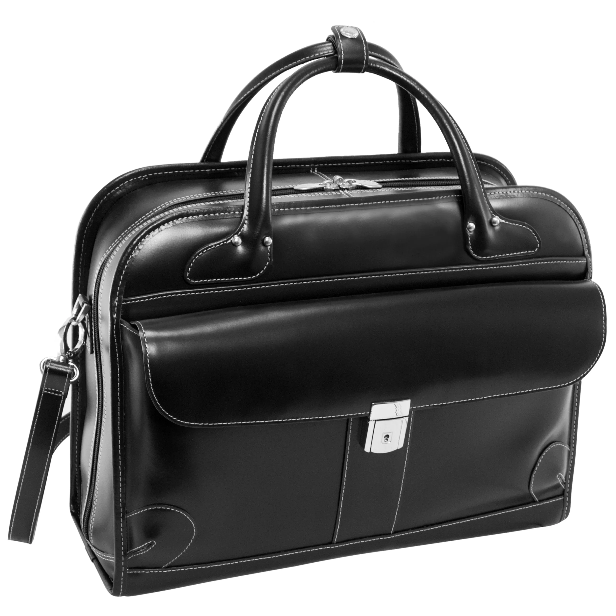 LAKEWOOD | 15” Leather Detachable-Wheeled Laptop Case