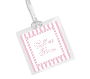 Laminated Bag Tag - Pink Stripe