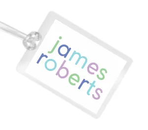 Laminated Bag Tag - Shades of Blue Name