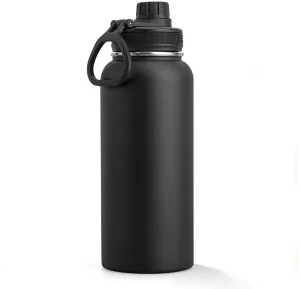 Large Capacity Water Bottle | 1000ml / 32 oz | Stainless Steel | Double Wall Vacuum Insulation | With Handle and Carry Strap