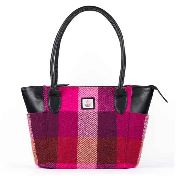 Large Tote Bag Pink Squares Harris Tweed