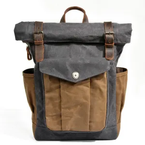 Leather Hiking Outdoor Canvas Backpack