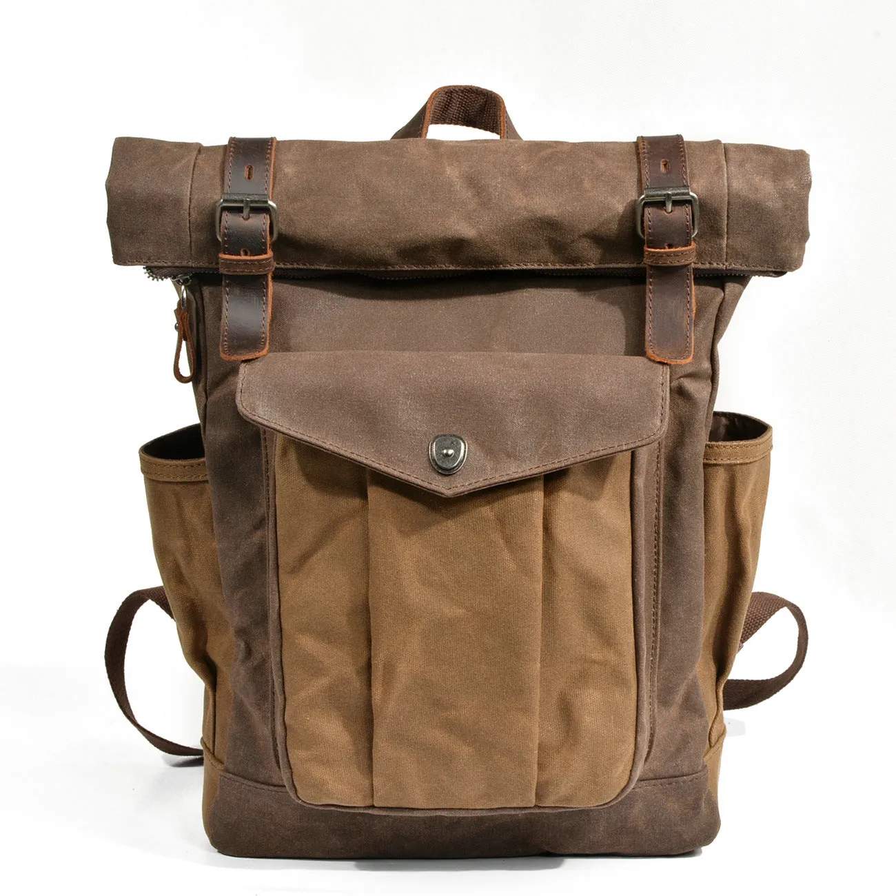 Leather Hiking Outdoor Canvas Backpack