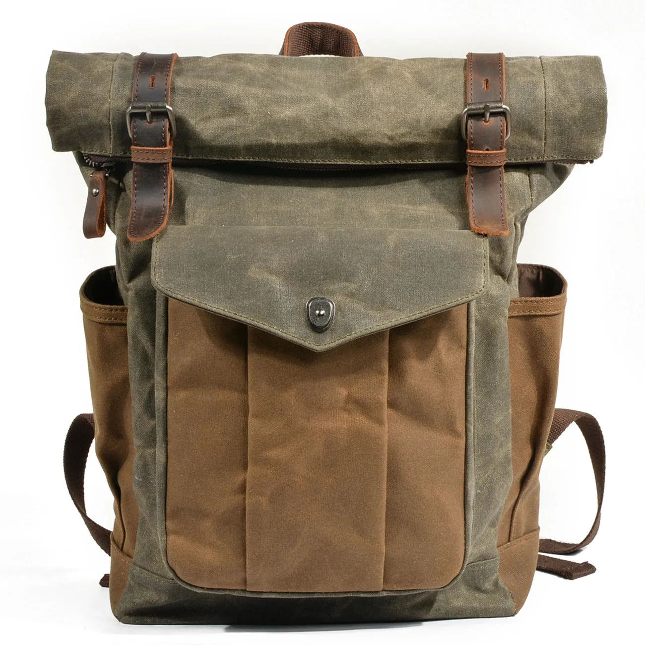 Leather Hiking Outdoor Canvas Backpack