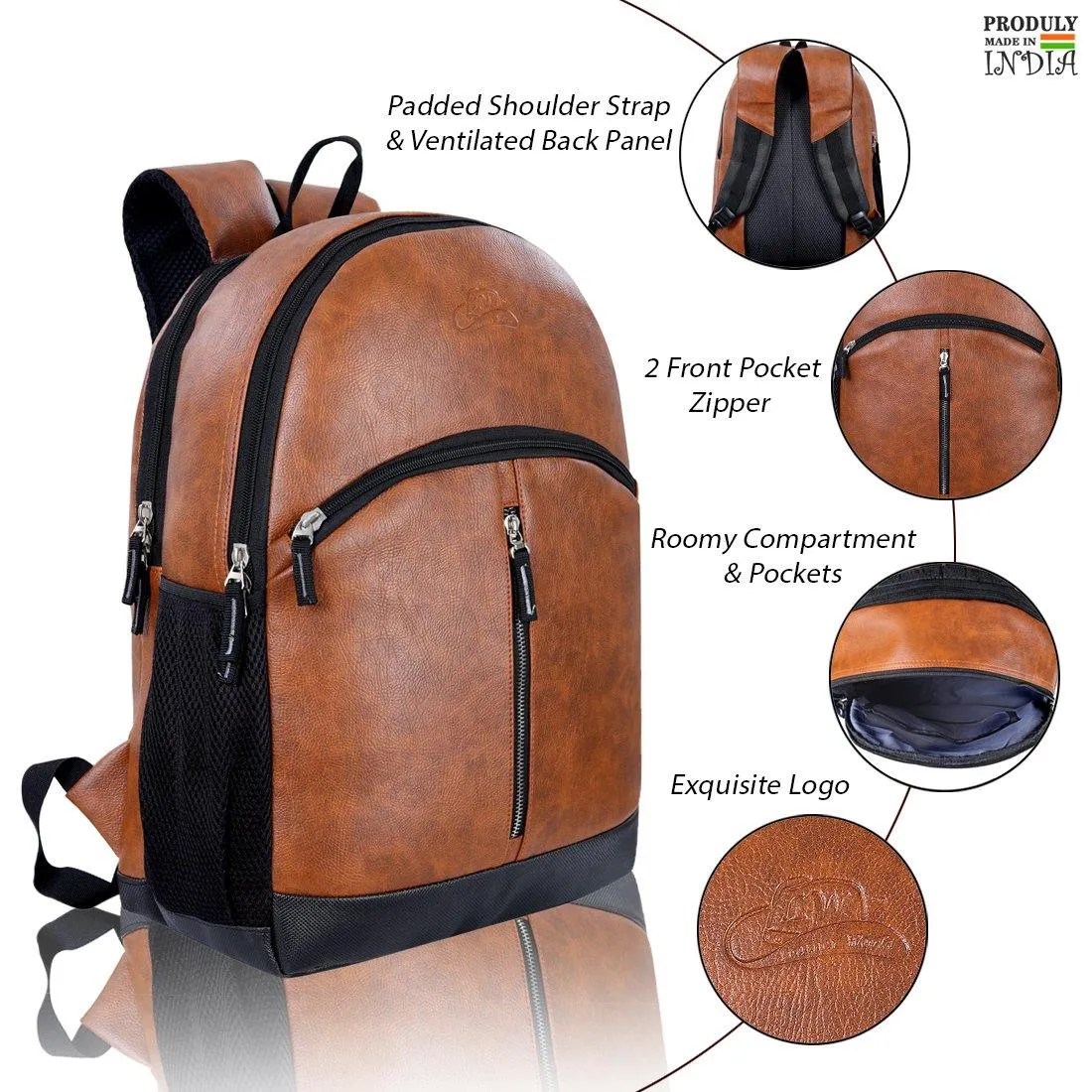 Leather World Unisex Vintage Synthetic Leather Backpack