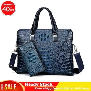 Luxury brand crocodile pattern  cowhide blue laptop