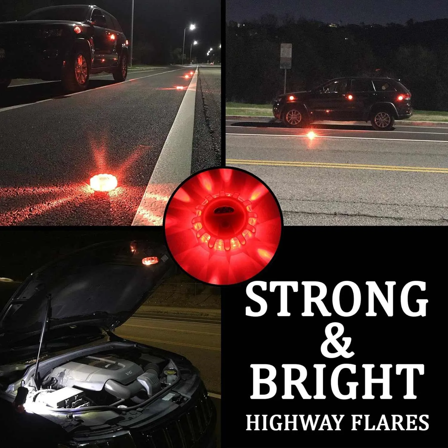 Magnetic Emergency LED Road Flares Warning Kit