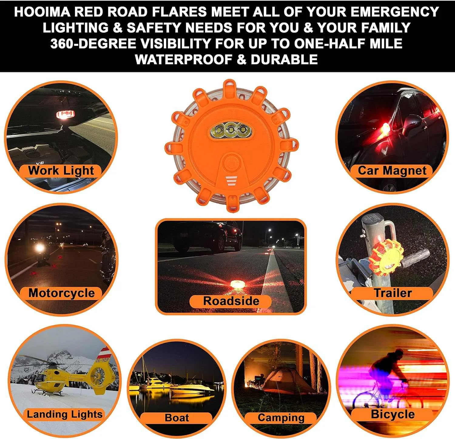 Magnetic Emergency LED Road Flares Warning Kit