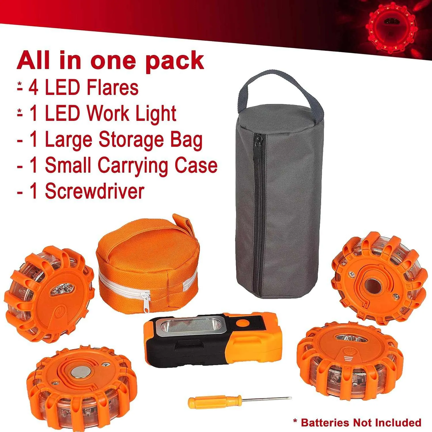 Magnetic Emergency LED Road Flares Warning Kit