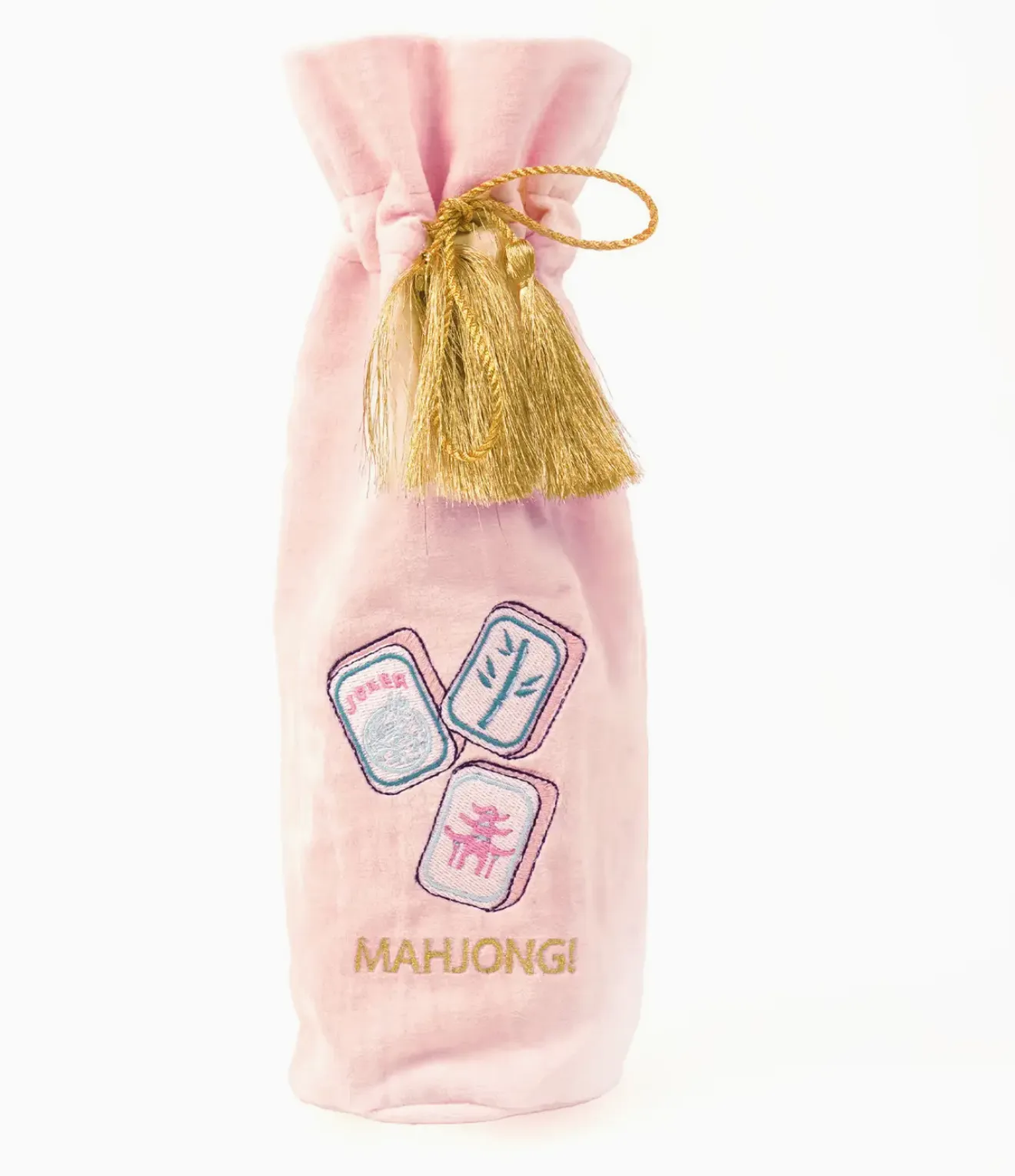 Mahjong Embroidered Wine Bag