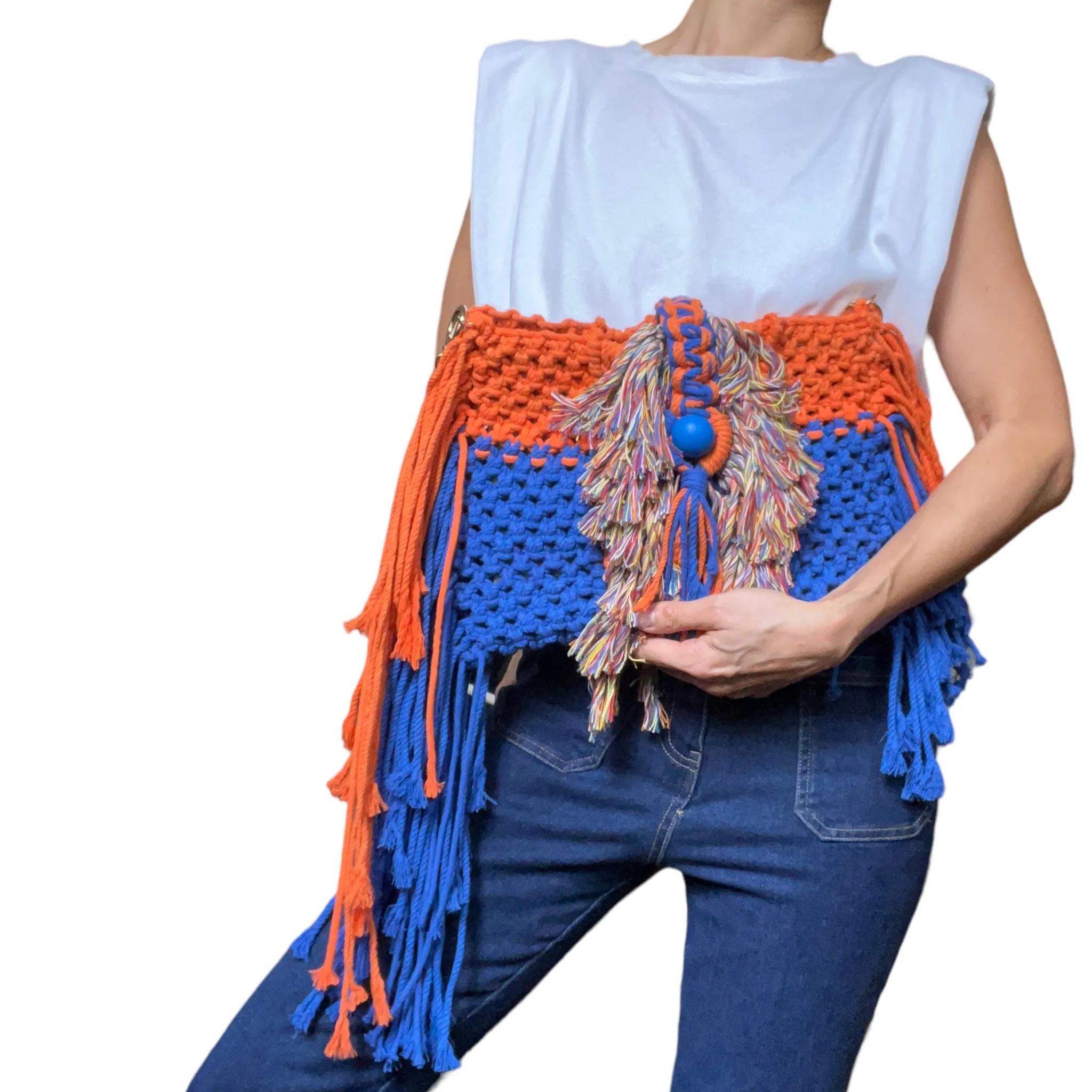 Mandarina Macrame Clutch & Shoulder Bag