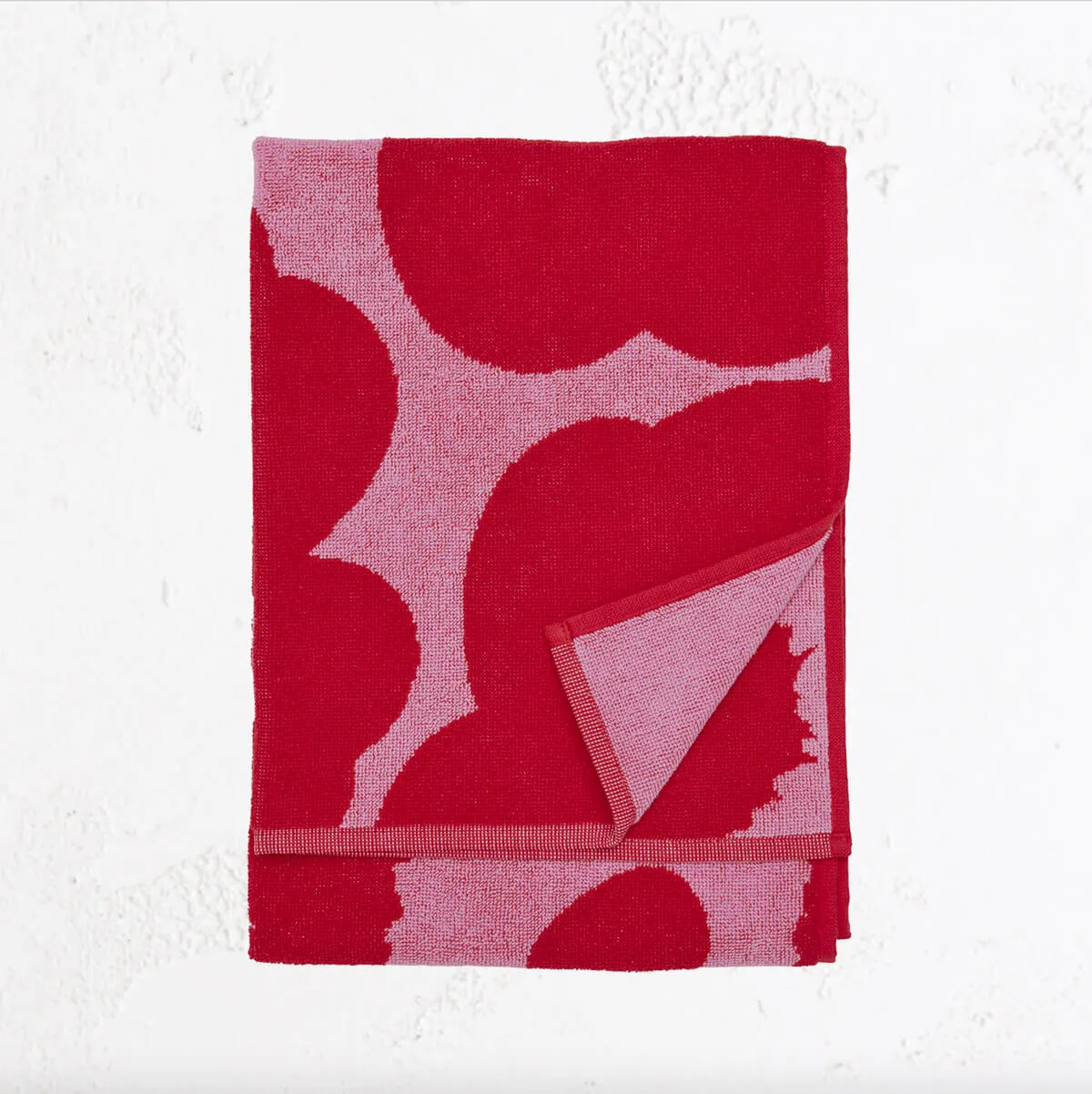 MARIMEKKO  |  UNIKKO HAND TOWEL, GUEST TOWEL OR FACE TOWEL  |  RED   LIGHT PINK