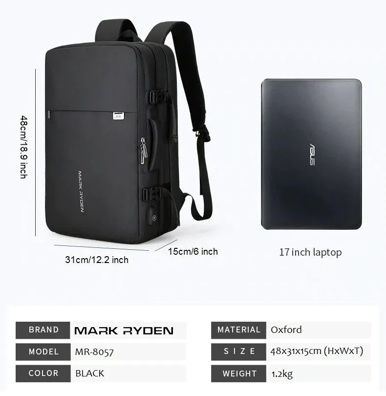 Mark Ryden MR-8057 17-inch Laptop Computer Expandable Backpack USB Charging