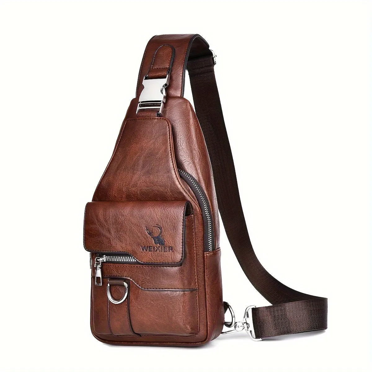 Men's New PU Leather Vintage Casual Simple Chest Bag, Crossbody Large Capacity Multi-compartment Waterproof Premium Men's Crossbody Bag for Carrying Out.