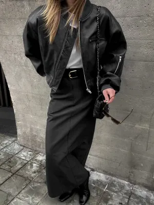 Minimalism Faux Graceful Leather Jacket