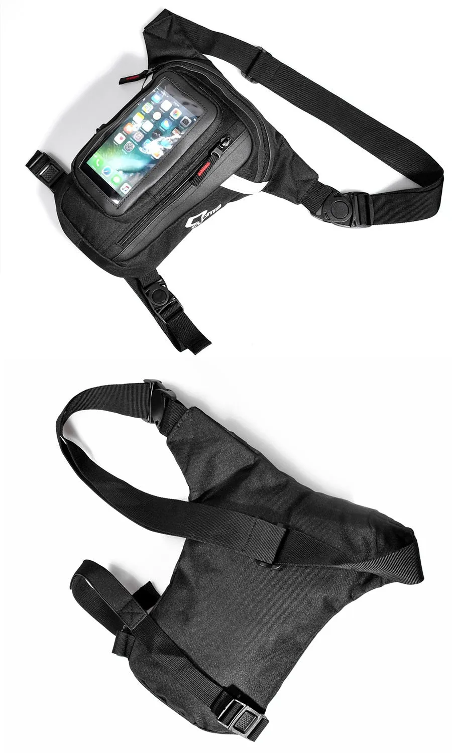 Motorcycle Waist Bag Leg Bag Reflective Phone Bag Multi Pockets