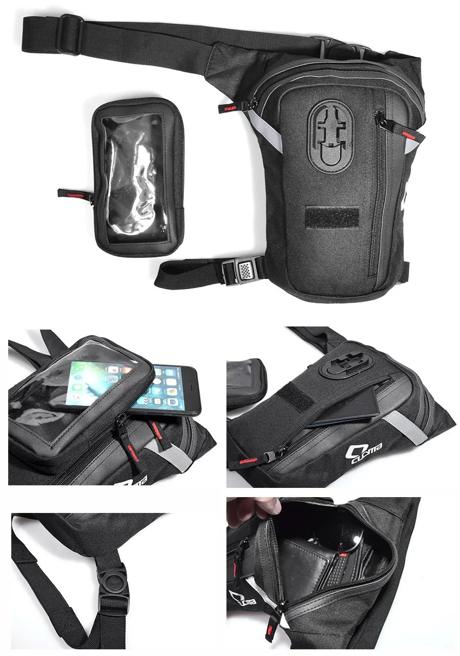 Motorcycle Waist Bag Leg Bag Reflective Phone Bag Multi Pockets