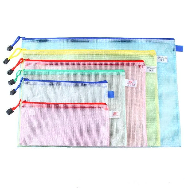 Multi Size PVC Transparent Waterproof Mesh File Bag B5/B4/A6/A5/A4/A3 NP-070047