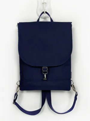 Navy Blue Vegan Minimalist Convertible Backpack