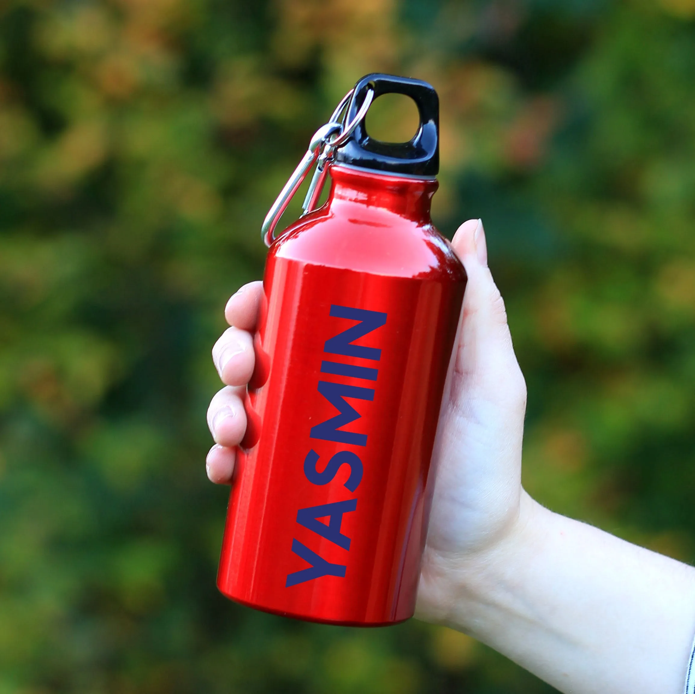 Personalised Kid's Metal Water Bottle with Carabiner Clip 400ml