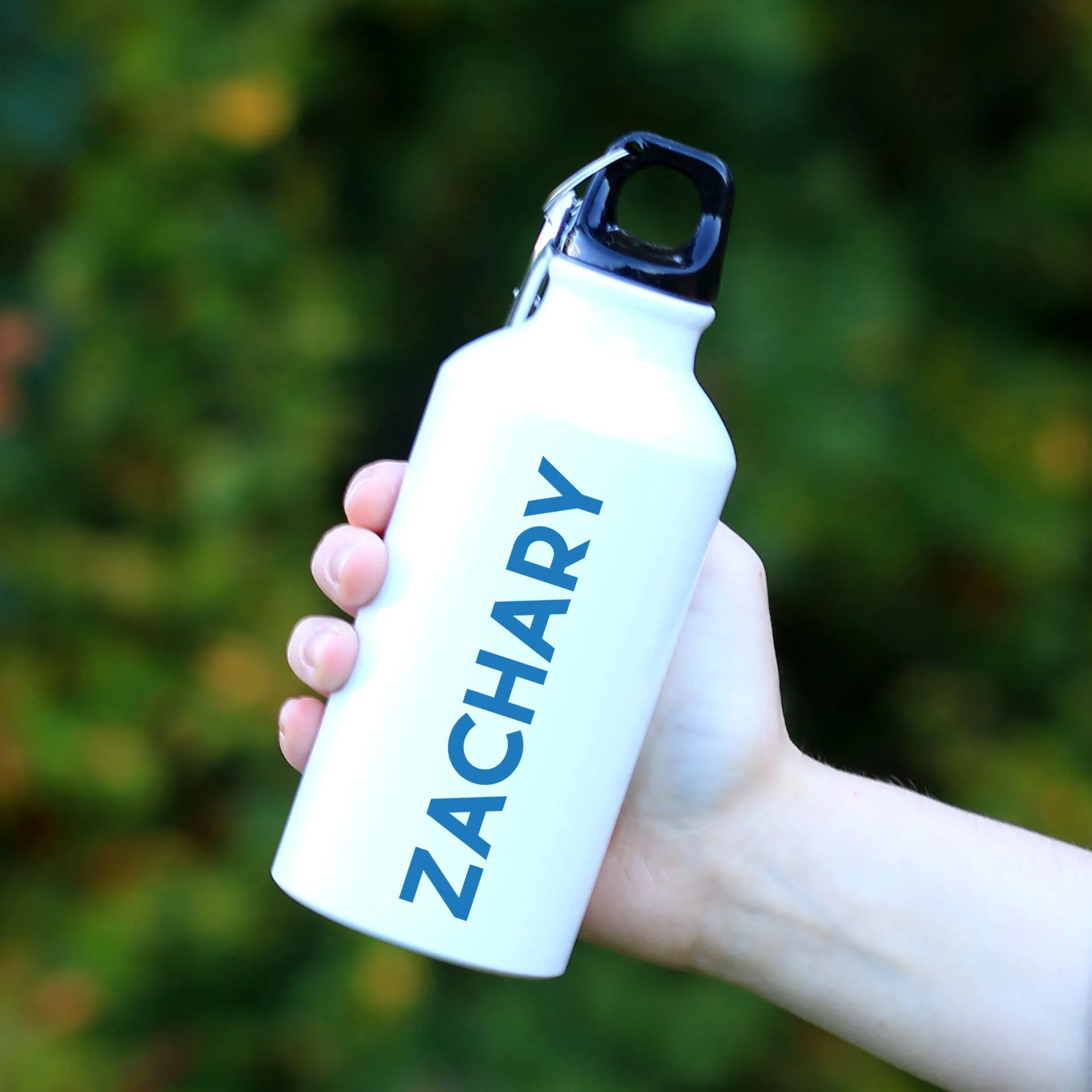 Personalised Kid's Metal Water Bottle with Carabiner Clip 400ml