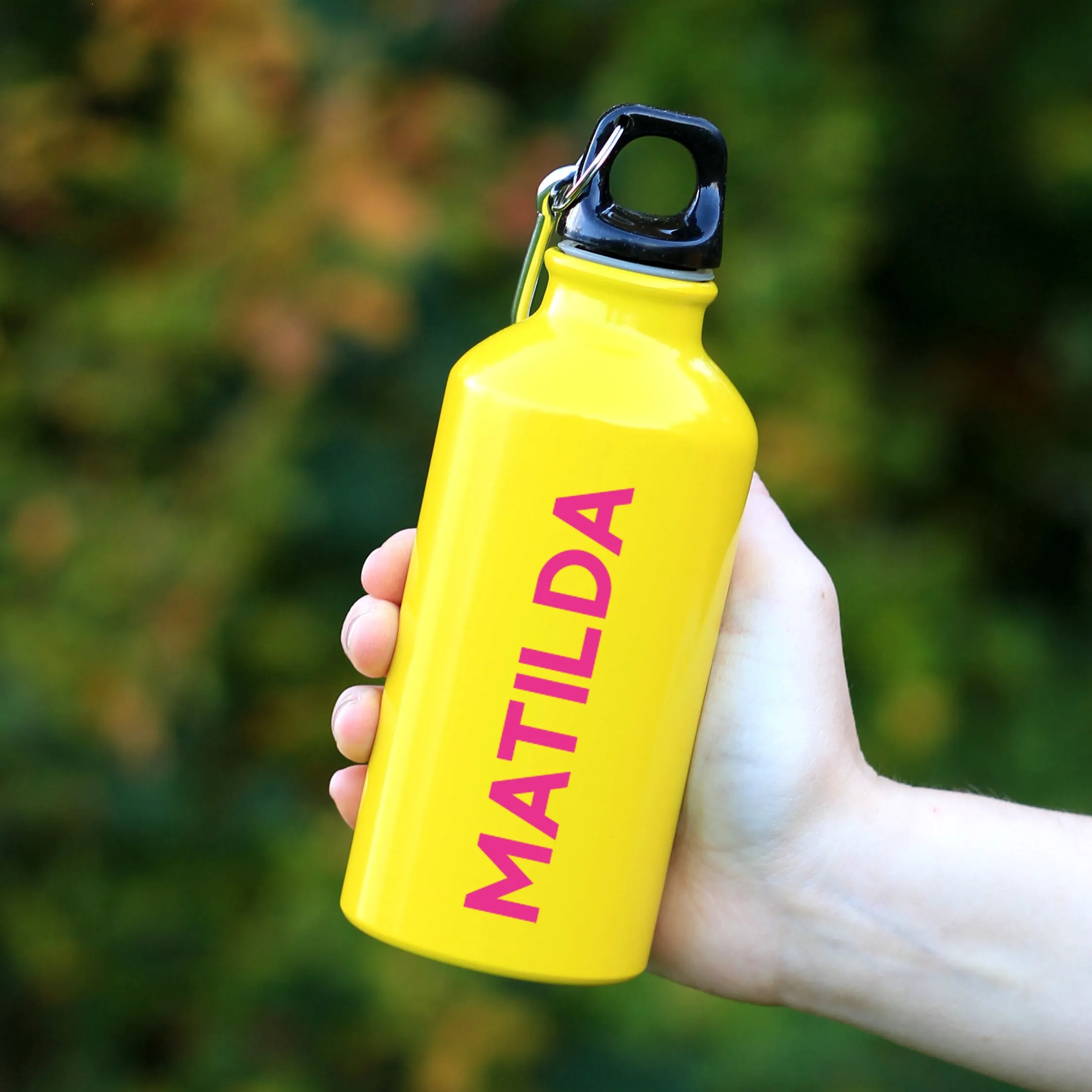 Personalised Kid's Metal Water Bottle with Carabiner Clip 400ml