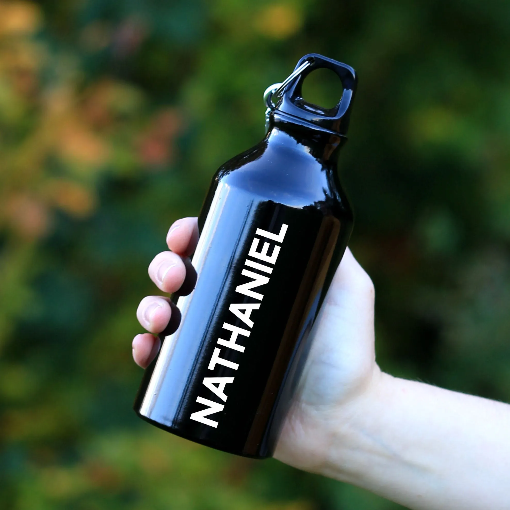 Personalised Kid's Metal Water Bottle with Carabiner Clip 400ml