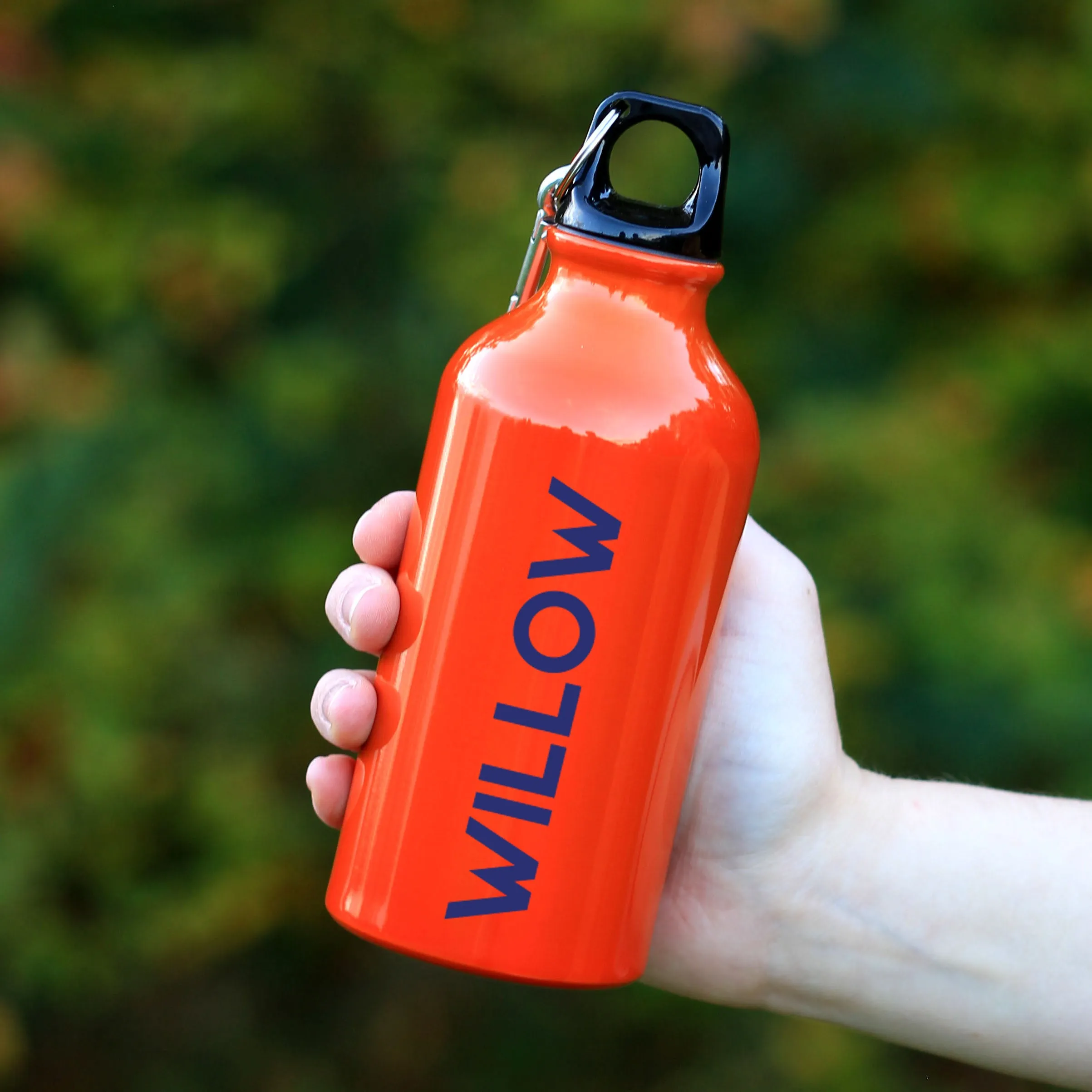 Personalised Kid's Metal Water Bottle with Carabiner Clip 400ml