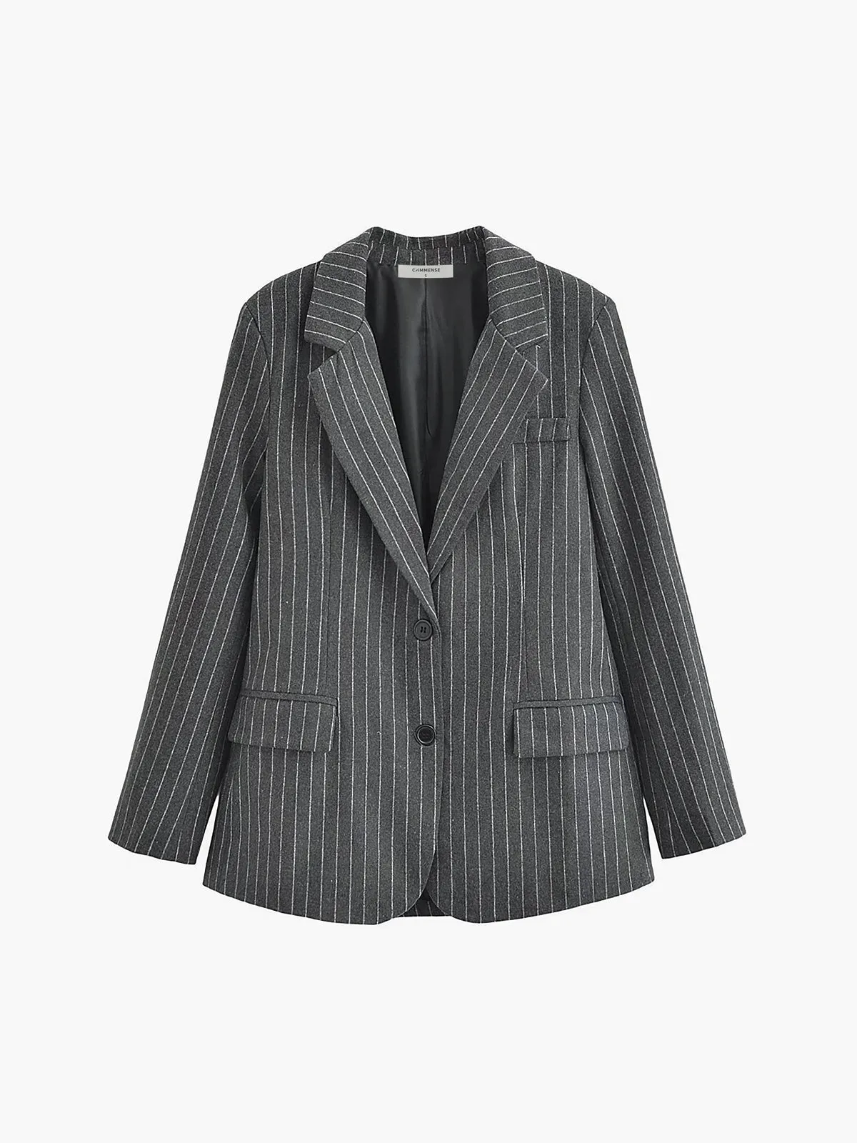 Pocket Stripe Graceful Collar Blazer