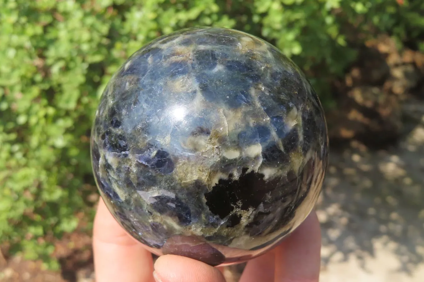 Polished Iolite Water Sapphire Spheres x 2 From Madagascar